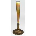 Tiffany. A Tiffany favrile glass stick flower vase, circa early 20th Century, glass body held in a