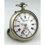 Gents white metal "Regulateur" open face pocket watch. Working when catalogued