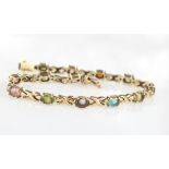 14ct Gold multi stone set Bracelet weight 12.3g