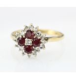 18ct Gold Ruby and Diamond Ring size P weight 4.3g