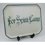 Wemyss octagonal pottery tray, early 20th century. Reads on front "For spirit lamp" chip and