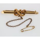 15ct Gold Knot Style Bar Brooch weight 4g