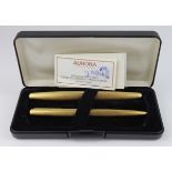 Aurora gold plated fountain pen & ballpoint pen set, contained in Aurora box