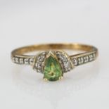 9ct Gold Rocks & Co Ambanja Demantoid and Diamond Ring with COA size N weight 1.9g