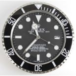 Rolex Oyster Perpetual Date Submariner dealer's wall clock, diameter 34cm approx., in original
