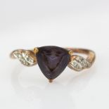 9ct Gold Rocks & Co Amethyst and Diamond Ring size N weight 2.3g