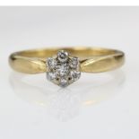 18ct Gold Floral style Diamond Ring size O weight 3.5g