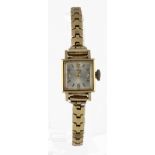 Ladies 9ct cased Tudor (Rolex) wristwatch, hallmarked Edinburgh 1966 on a 9ct bracelet, watch