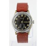 Gents stainless steel cased Helvetia World War II German military issue wristwatch, the case back