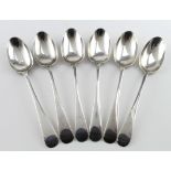 Six silver Old English teaspoons, hallmarked F.H. , Sheffield, 1909. Weighs 3oz approx.