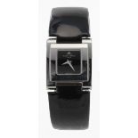 Ladies Baume & Mercier wristwatch, ref 65344, stainless steel case with a black dial on its original