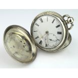 Gents silver cased full hunter pocket watch, hallmarked Chester, The white dial with black roman