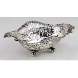 Victorian silver bon-bon dish hallmarked Birmingham, 1896. Weighs 2 oz.