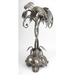 Victorian Silver plated table centrepiece depicting a pair of entwined palm trees. Raised on a