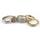 Lot of 9ct White and Yellow Gold Rings (5) weight 13.7g