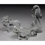 Swarovski Crystal. Three Swarovski figures, comprising Wolf (no. 207549); Beaver (no. 7616 NR 000