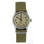 Gents military issue wristwatch by Moeris, marked on the back "^ A.T.P 2659103 58692". Working