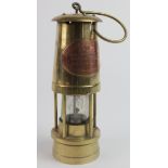 Brass British Coal Mining (Wales) lamp, height 21.5cm approx.