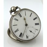 George IV silver cased open face pocket watch, hallmarked London 1830. The white dial with black