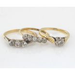 18ct and Plat. Diamond Set Rings (3) weight 6.7g