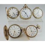 Five gents gold plated pocket watches. AF