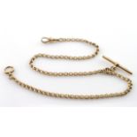 15ct Gold Albert Chain with T Bar and Dog clip weight 18.7g
