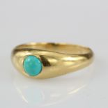 18ct turquoise single stone ring, finger size L weight 3.4g