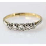 18ct yellow gold diamond five stone graduated ring, diamond weight totalling approx. 0.33ct.