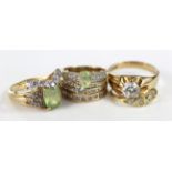 Seven 9ct Gold stone set Rings weight 18.4g