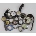 Assortment of early - mid 20th Century wristwatches (some silver cased). All AF