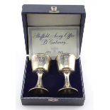 Pair of Sheffield Assay Office Bi-Centenary silver commemorative goblets in presentation case, (