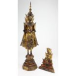 Gilt metal deity statues (2), circa late 19th to early 20th century, height 38cm & 12cm approx.
