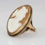 9ct Gold Cameo set Ring size K weight 8.0g
