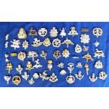 Military badges, a collection of 50+, mostly reproduction, Staybright Regimental cap badges, various