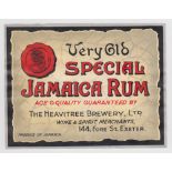Beer label, The Heavitree Brewery Ltd, Exeter, Special Jamaica Rum, horizontal rectangular, 93mm