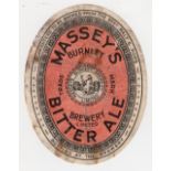 Beer label, Massey's, Burnley, Bitter Ale, vo, 90mm high (grubby) v. scarce (1)