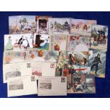 Postcards, a mixed selection of approx 50 cards inc. stamp cards (13), Misch & Stock coloured art