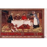 Postcard, Tucks Celebrated Poster Series no 1508 'Palethorpes Sausages & Pies', showing Victorian