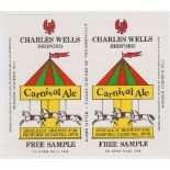Beer label, Charles Wells, Bedford, Carnival Ale, 140mm high printer's label, horizontal rectangular