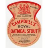 Beer label, Campbell's, Edinburgh, Royal Oatmeal Stout bottled by W F Russell, Glasgow, thistle