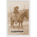 Postcard, Mexico, sepia RP showing typical Revolutionary of the Pancho Villa period on horse with