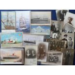 Postcards, Shipping, a selection of 50+ cards inc. commercial Liners, Sailing Ships, Naval, sailor's