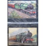 Postcards, a folder containing a collection of 100+ vintage railway posters, mainly coloured, UK