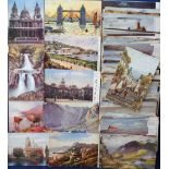 Postcards, a collection of approx 170 artist-drawn UK views, many published by Tuck's and