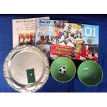 Football, selection of items inc. Reading FC silver plate salver presented to Courage for their