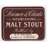 Beer label, Lorimer & Clark's, Nourishing Malt Stout, G P Watson, Edinburgh, bottled by Watson (