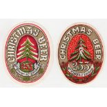 Beer labels, William Younger & Co, Edinburgh, 2 different Old Christmas beer labels, vo, (gd) (2)