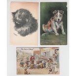 Postcards, Louis Wain, 2 cards, one dog 'The New Act' (pu 1910) (corner cr and chipped), plus one
