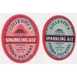 Beer labels, Gillespie's, Dumbarton, vo's, Sparkling Ale, 2 different, (gd) (2)