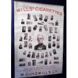 Tobacco advertising, Wills, a superb shop wall display advert for various brands of Wills Cigarettes
